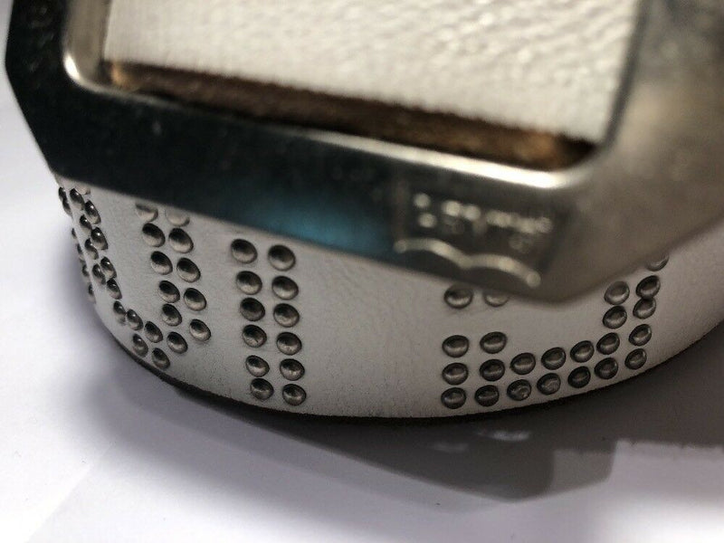 White LEvis Studded Leather  Belt Unisex Men Women