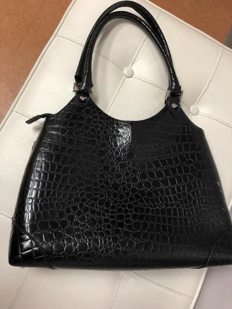 Croco Print Double G Black Handbag by Unbranded