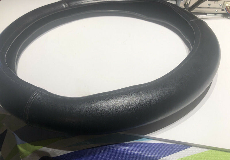 Black leather Car Steering Wheel Cover PU Universal Fit 38cm / 15 inches