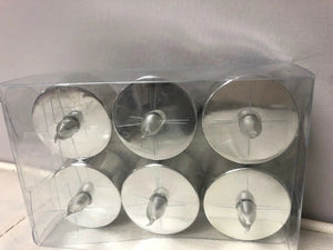 Silver Glitter Flameless LED Faux Wax Tea Light Candles Pack Of Six