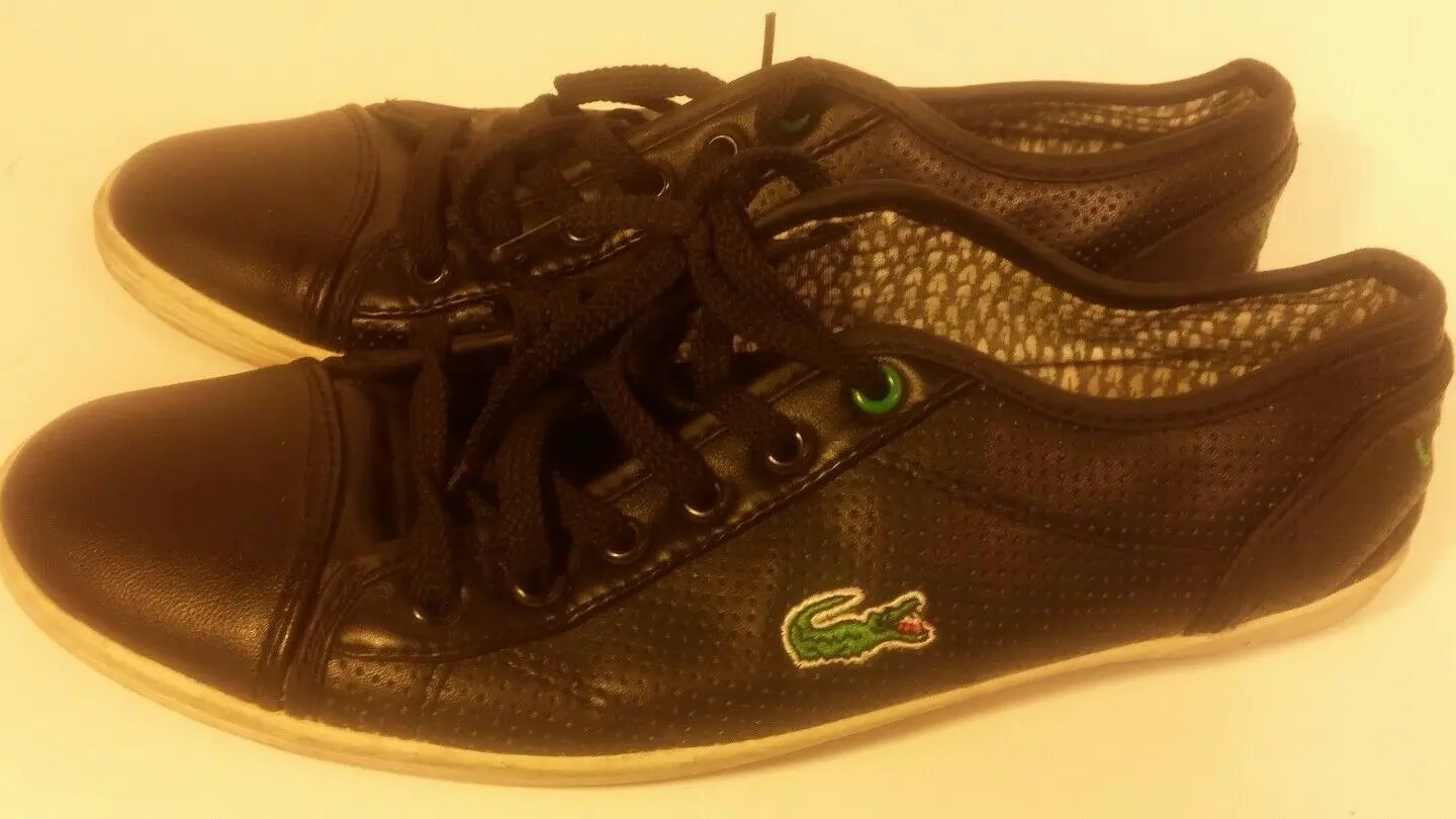 LACOSTE BLACK GENUINE LEARHER MEN AHOES US 255. ERU40 by Lacoste