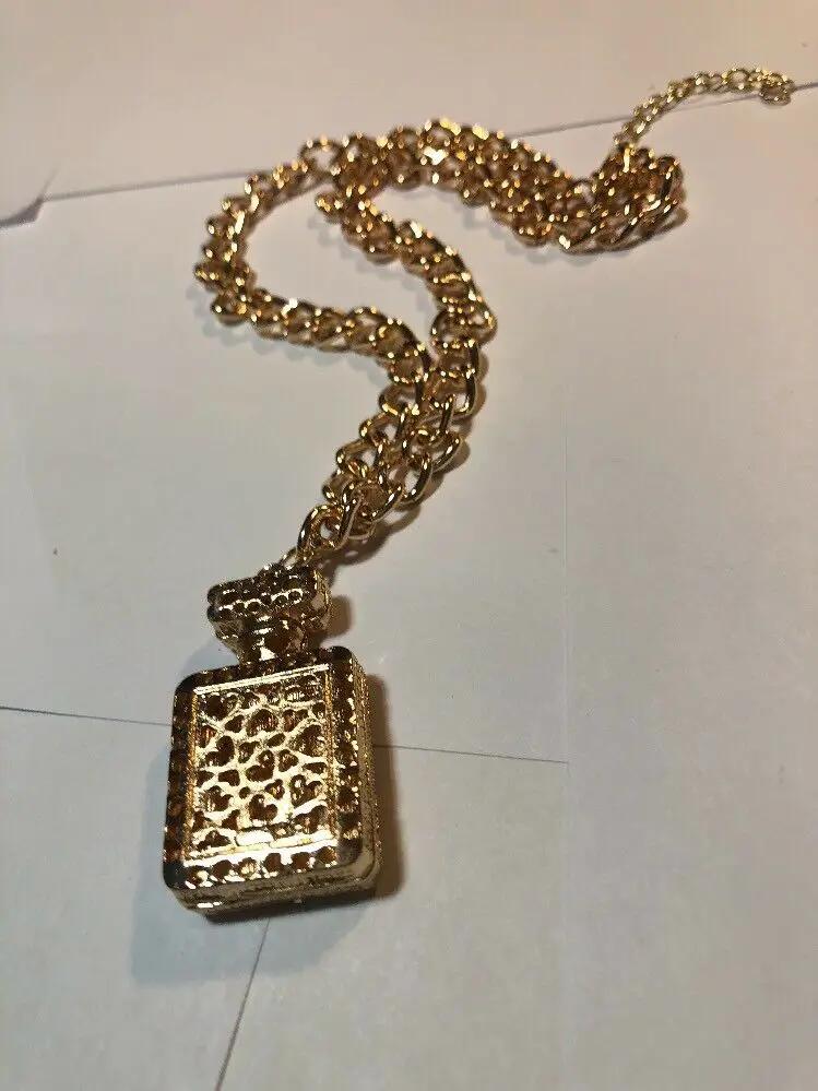 Gold Perfume Botyle Necklace Pendant by DALEY1DEALS,LLC.