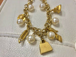 Beautiful Gold Charm Bracelet With Pearls