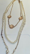 lovely  costume pearl and floral  three layered necklace