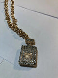 Gold Perfume Botyle Necklace Pendant by DALEY1DEALS,LLC.