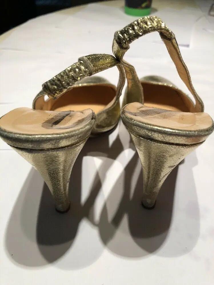 Kate Spade New York Gold Metallic Leather Slingback Pumps Size 7 1/2 B by kate spade new york