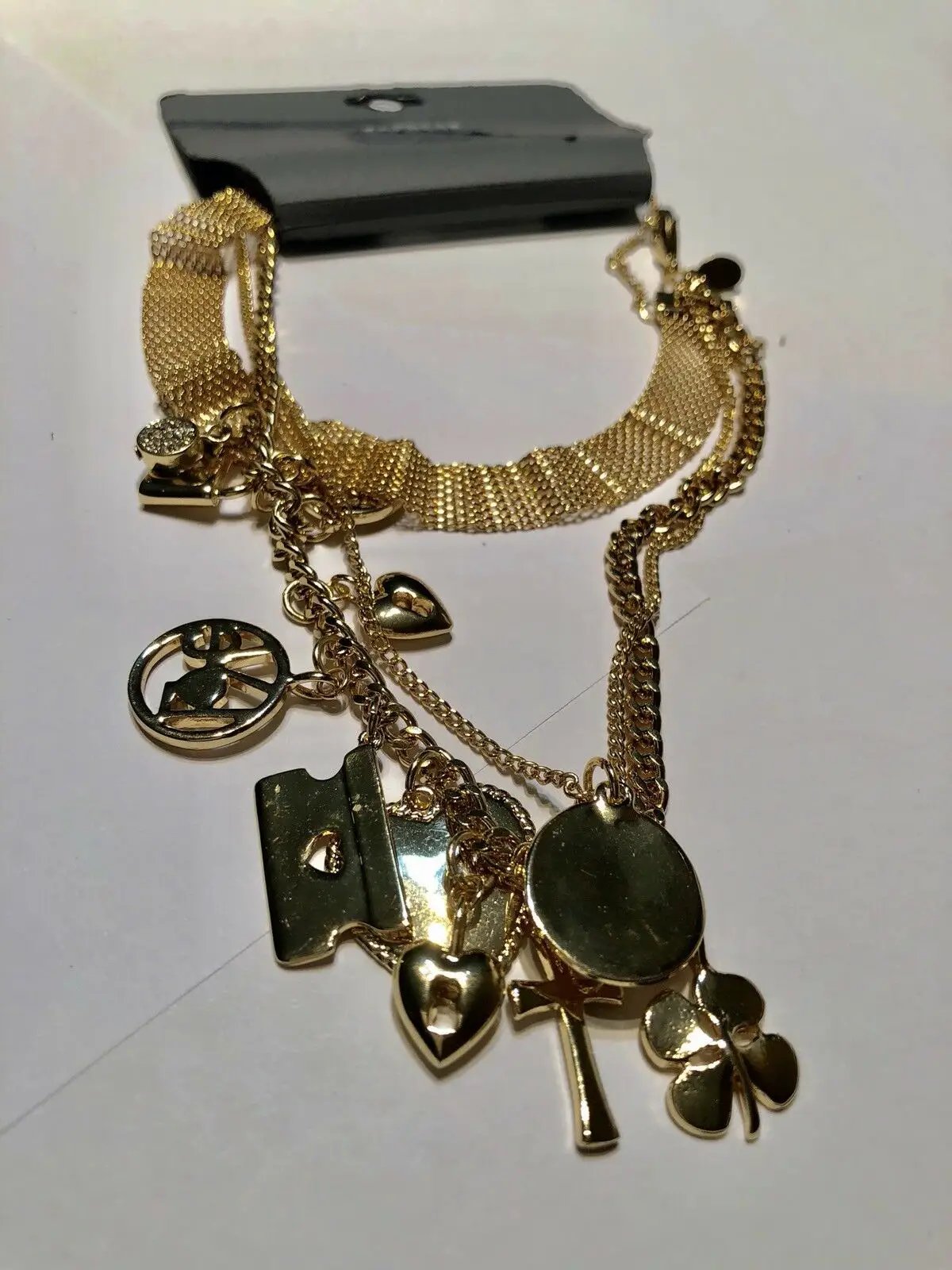 Express Gold Charm Multi Layered Charm Necklace by Express