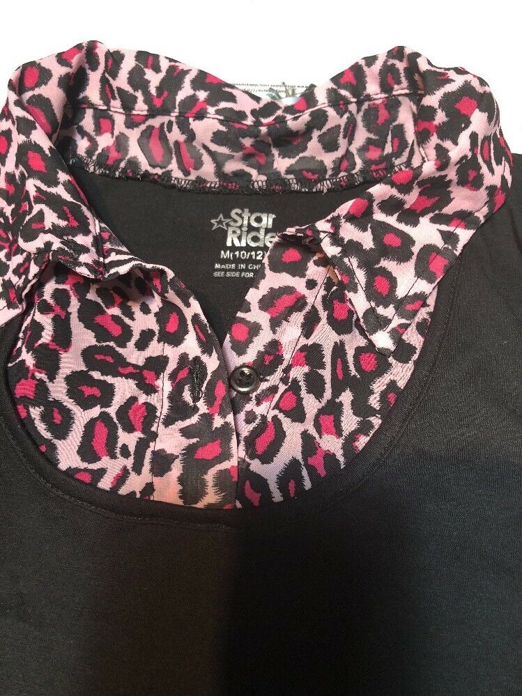 Youth Star Ride Leopard Print And Black And Pink Shirt Size 10/12