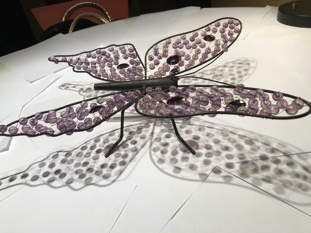 Purple Large Beaded Landed Butterfly