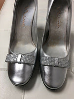 A Touch of Nina Silver  Dressy Square Toe Pumps Slip Ons Women's Size US 11M