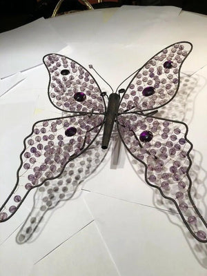 Purple Large Beaded Butterfly Home Decor Ornament Piece