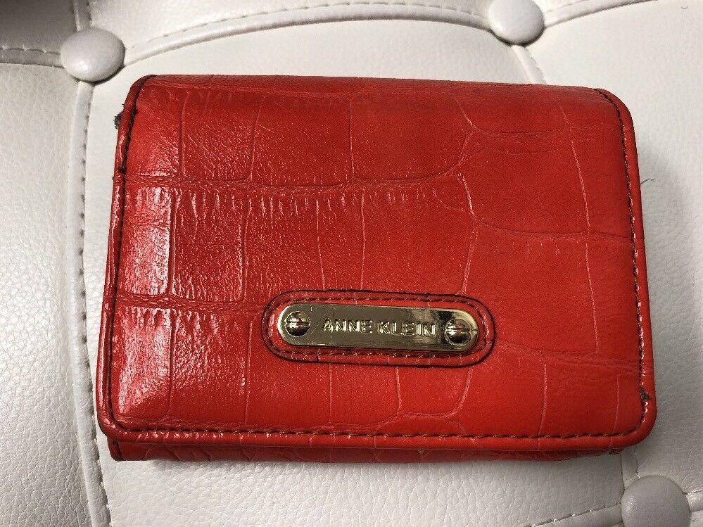 Anne Klien Orange Croco Print Billfod Wallet