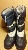BOY SIZE 4 RUBBER/CANVAS WINNER SHOER NAVY BLUE & BEIGE MADE CANADA GOOD & CHEAP by MAPLE LEAF