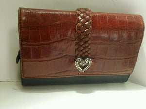 Brighton black and brown croco print clutch size 7.5 /6