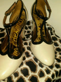 Sam eldem 3 inch strappy pump ivory white with black linning leopard soles