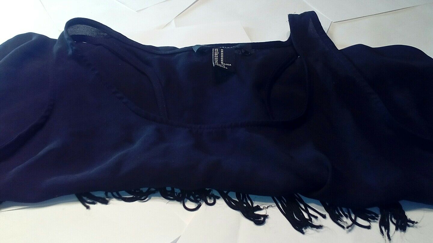 Forever 21 Cropped Fringe Sleeveless Top Size medium black.