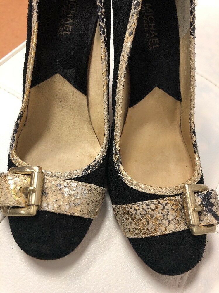 Michael Kors Black Suede Leather High Heels Shoes Pumps Size 10M