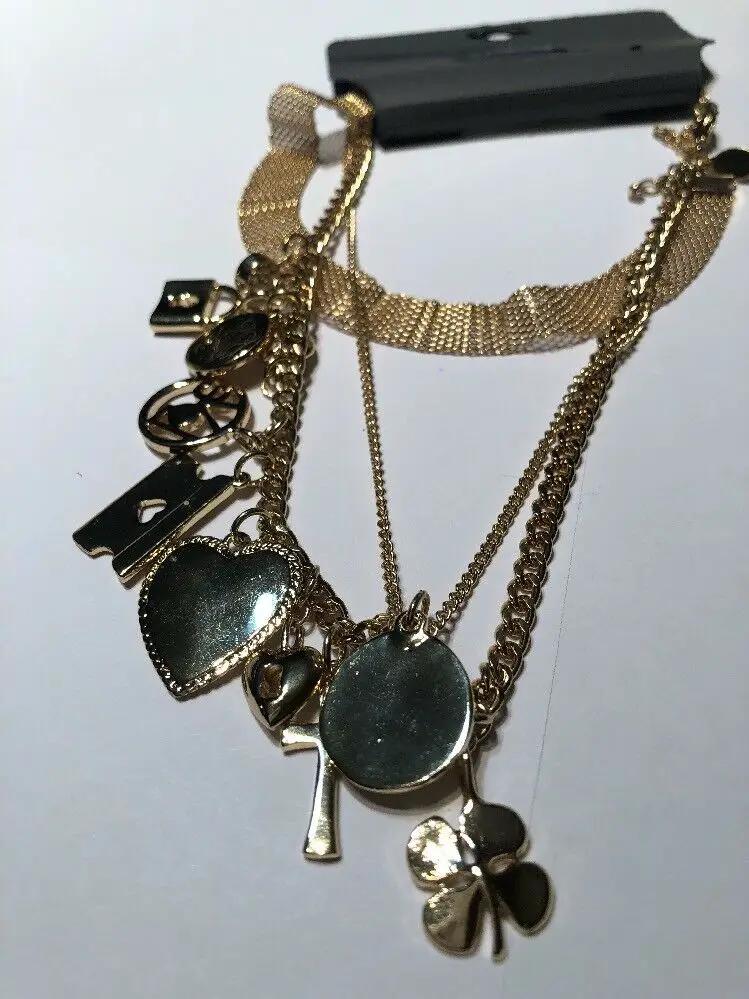 Express Gold Charm Multi Layered Charm Necklace by Express
