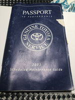 2003 Toyota Scheduled Maintenance Owners Manual Supp.