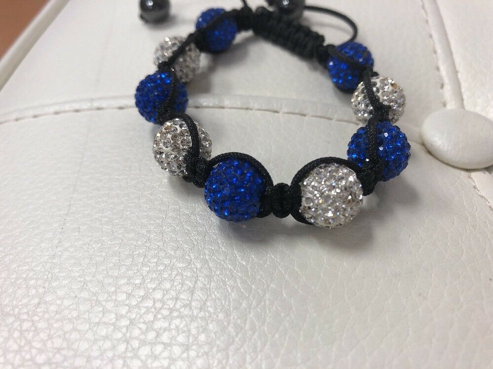 Adjustable Sterling Silver and Blue Bead Bracelet, Fits 6.5" - 7.25" Wrists