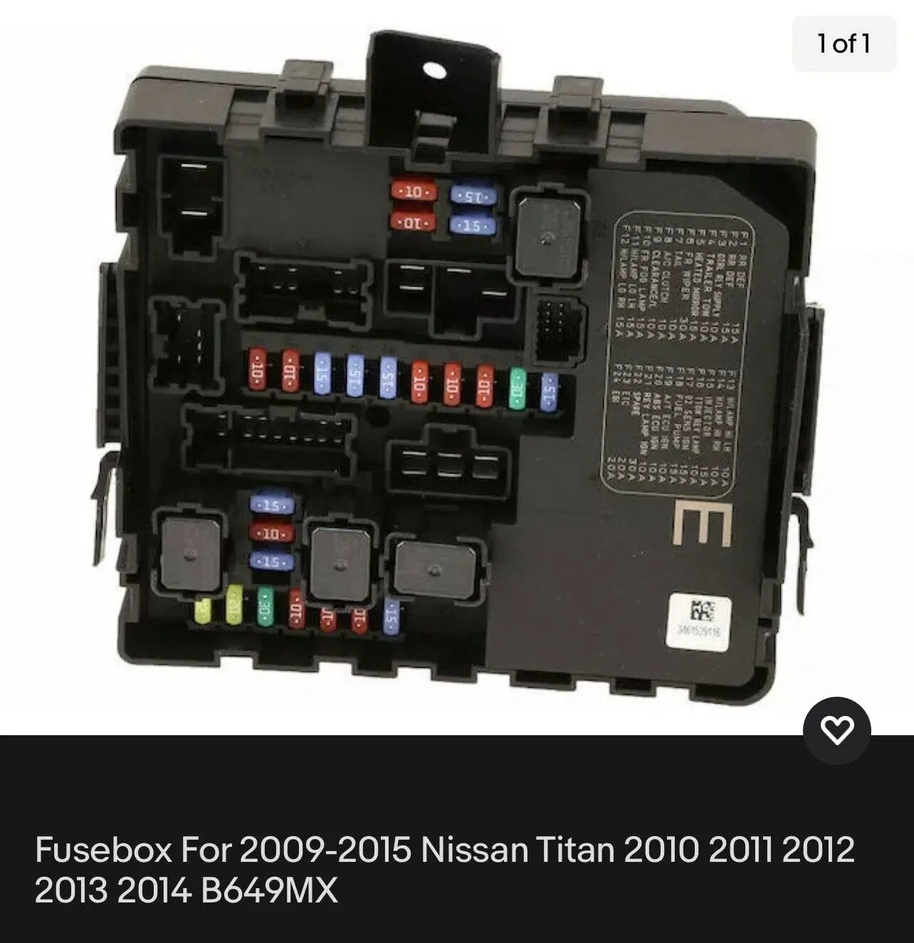 Fusebox For 2009-2015 Nissan Titan 2010 2011 2012 2013 2014 B649MX OEM by Genuine