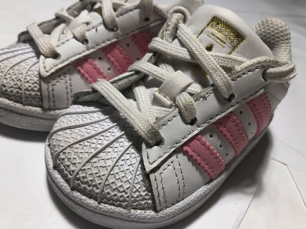 Toddler Pink And White Superstar Adidas Size 3