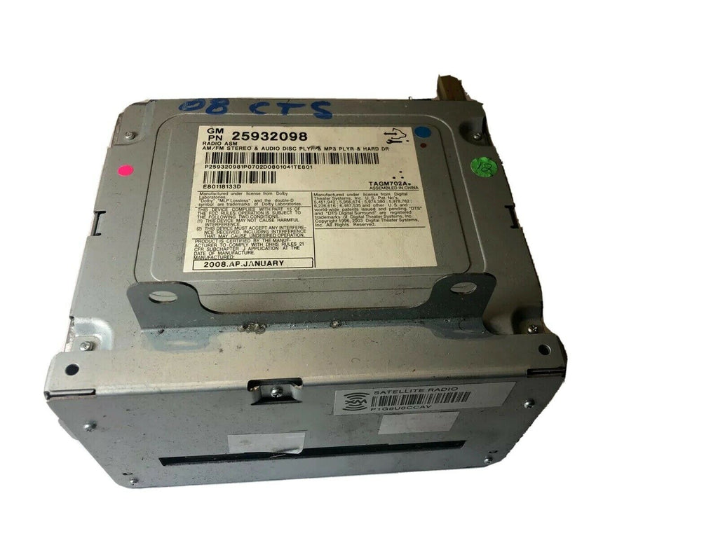 Cadillac CTS 2008-2011 CD MP3 radio block. SiriusXM factory original stereo