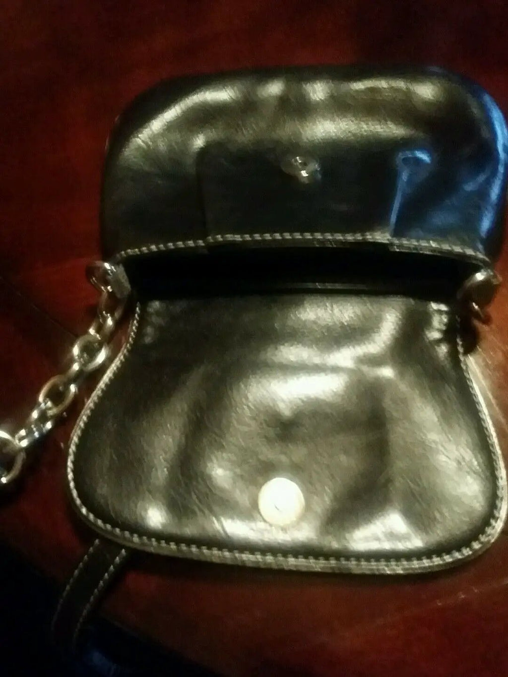 Kathy Van Zeeland Mahogany Vegan Leather~Silver Logo Crown Small Xbody Bag~EUC by KATHY VAN ZEELAND