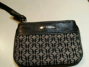 Fossil black and gray signature canvas with leather trim