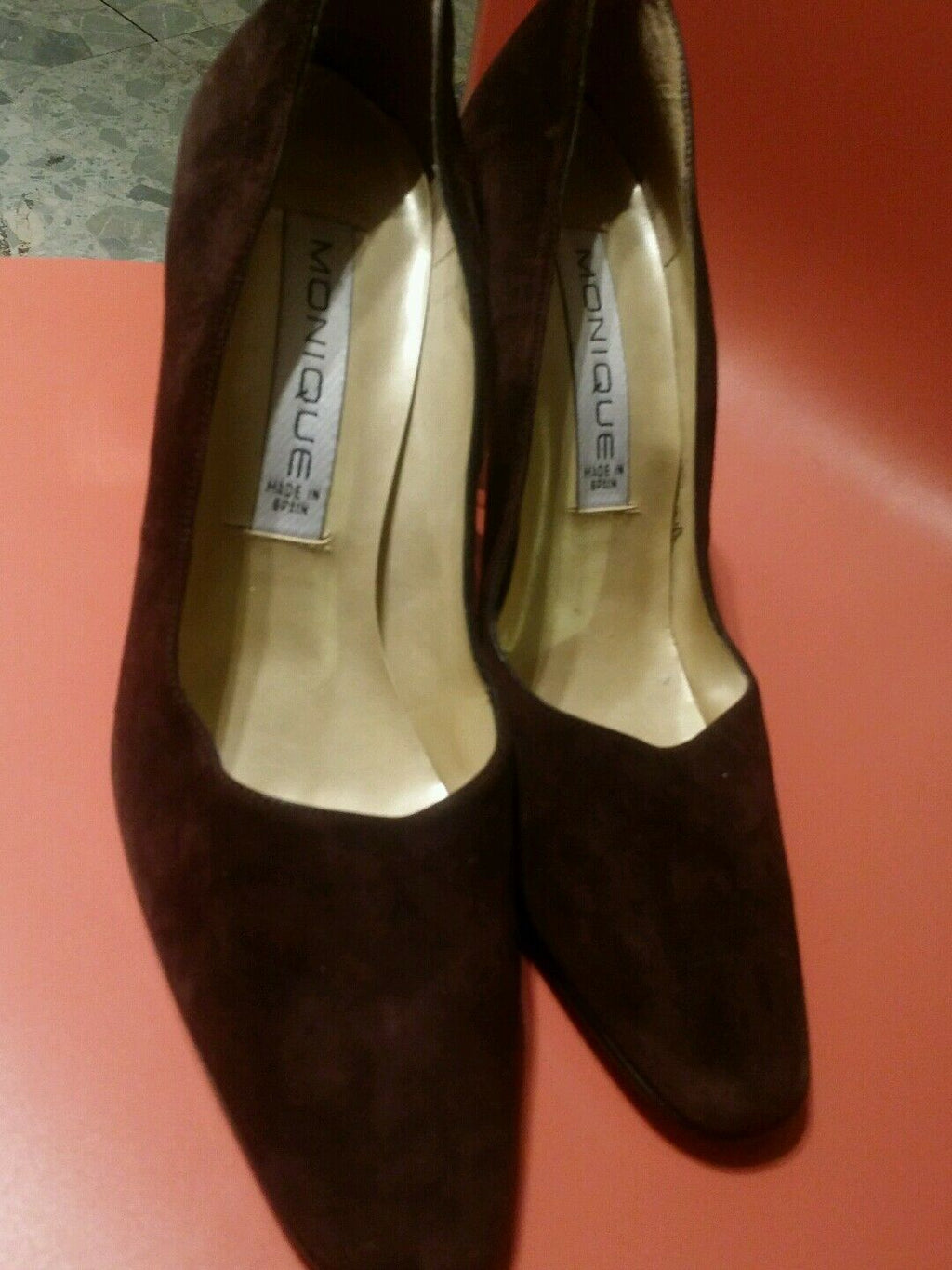 monique brown suede made in spain pumpssize 10m 3 inch heels