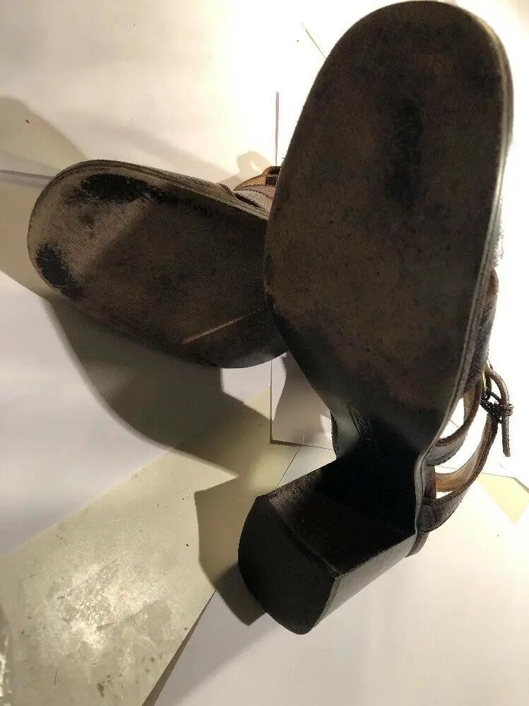 Vintage Coach Italy 8 1/2 B T Strap Camel leather 2 1/2" low heel shoes by Donald J Pliner