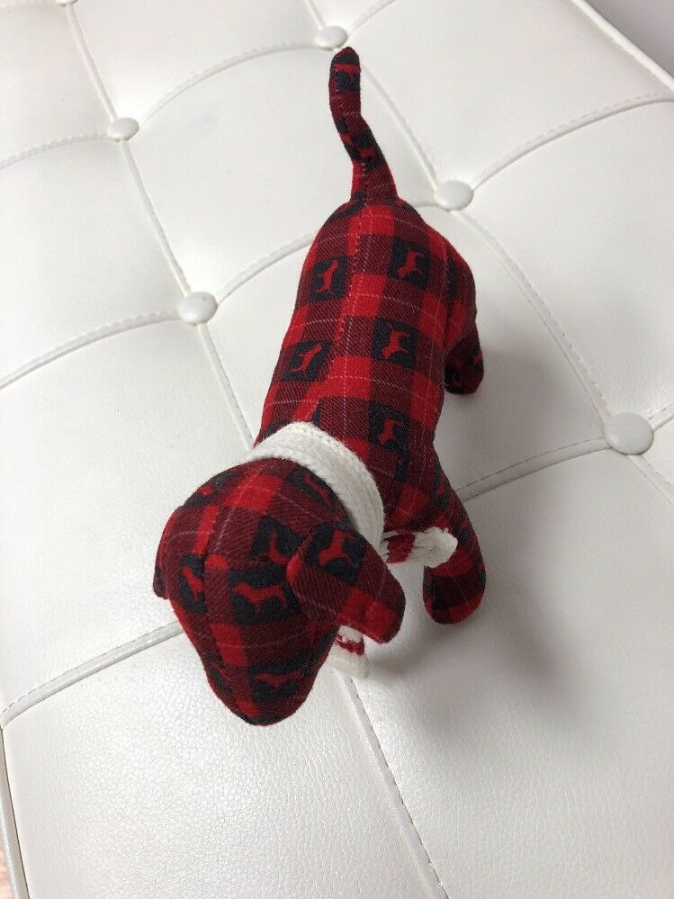 Victoria's Secret Love Pink Red Plaid Flannel Scarf Plush Dog Mini Small 6"