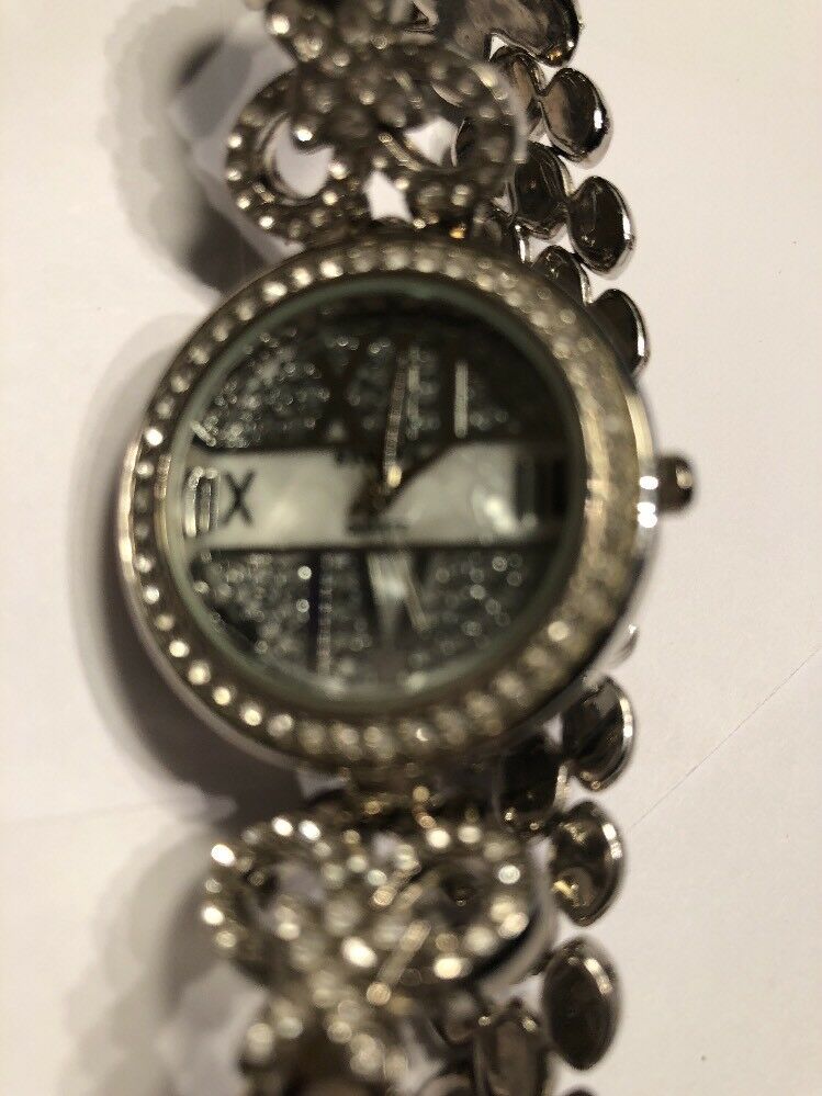 Clean Vintage Strada Lady Bling Rhinestone Analog Quartz Watch Hours~New Battery