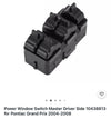 Power Window Switch Master Driver Side 10438813 for Pontiac Grand Prix 2004-2008