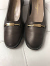 Salvatore Ferragamo Boutique Brown Leather Square Heels Pumps Size 8.5 4A Narrow