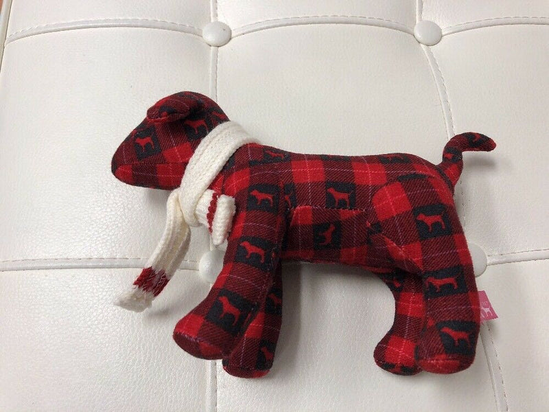 Victoria's Secret Love Pink Red Plaid Flannel Scarf Plush Dog Mini Small 6"