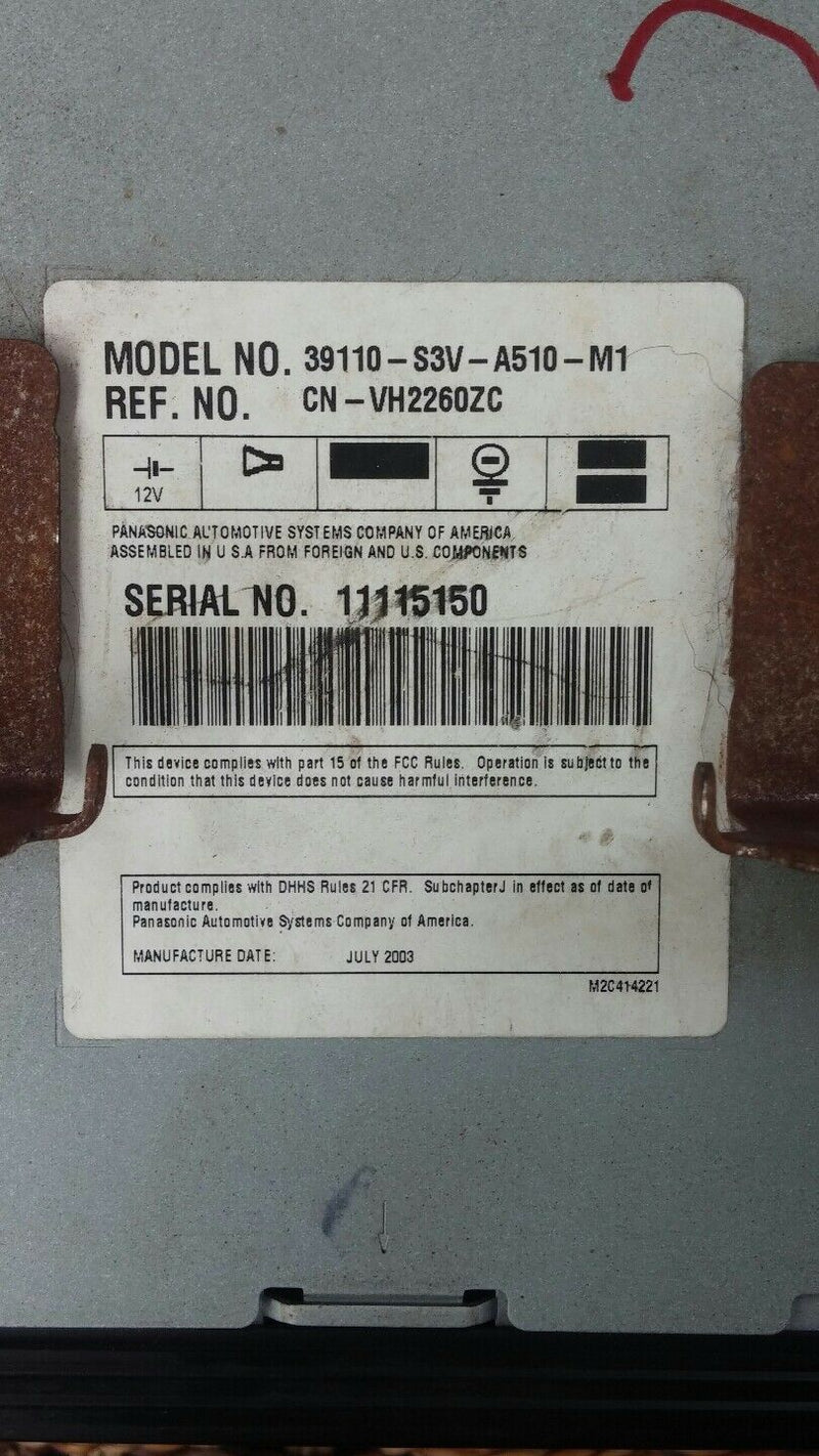2003 ACURA MDA OEM DVD DISC CHANGER ANTI-THEFT DOLBY DIGITAL 39110-S3V-A510-M1
