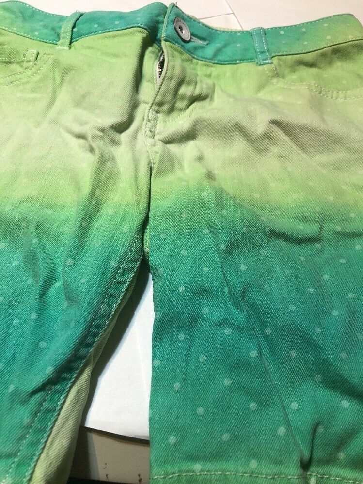 Green Polkadot Ombre Green Jean Youth Shorts Size 12