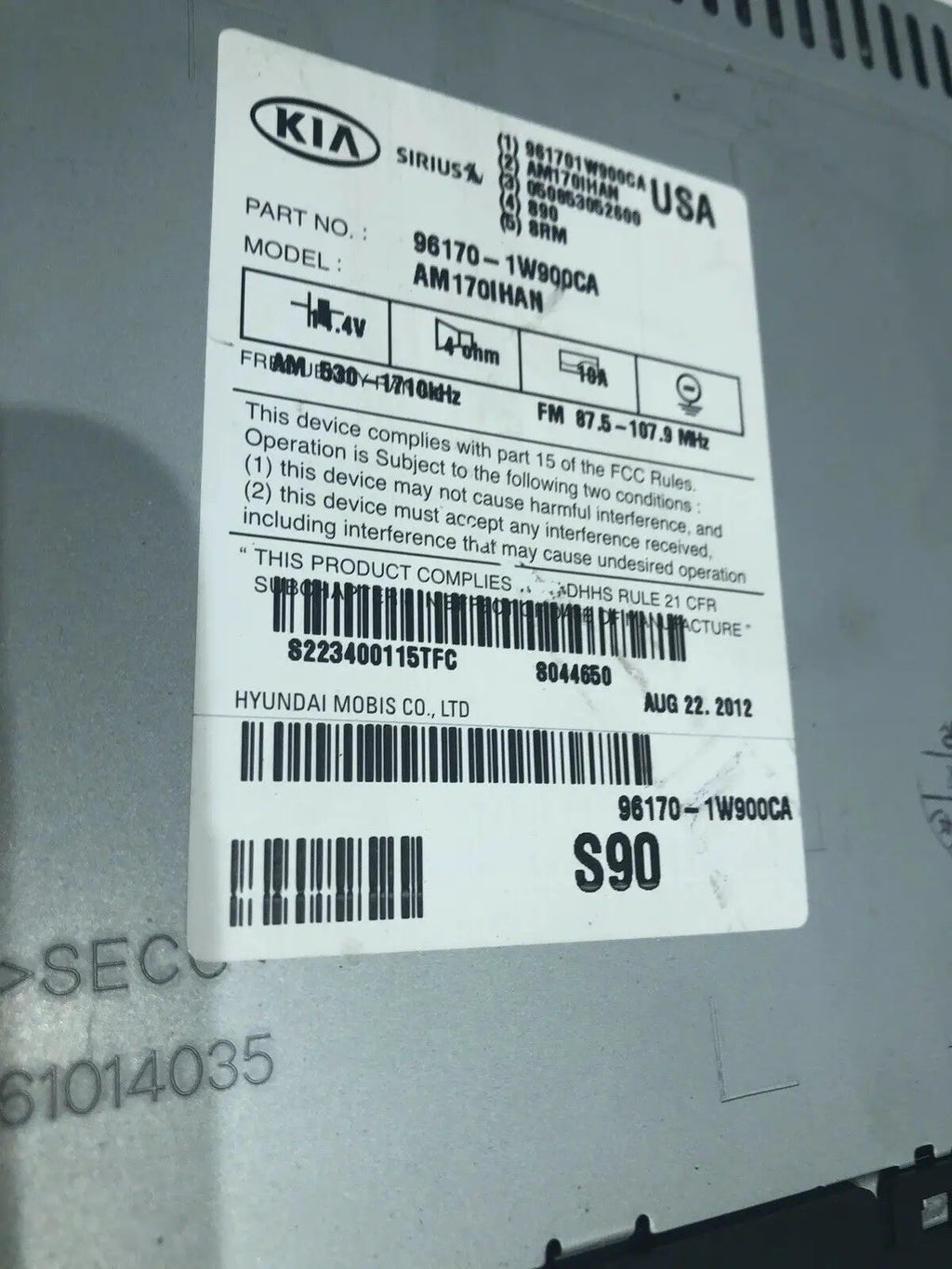 2012 2013 2014 2015 Kia Rio CD MP3 Satellite Bluetooth Radio 96170-1W855CA OEM by Kia