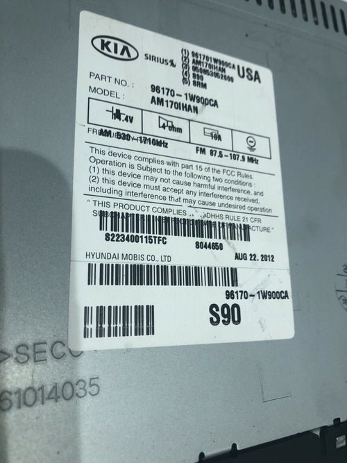 2012 2013 2014 2015 Kia Rio CD MP3 Satellite Bluetooth Radio 96170-1W855CA OEM