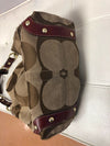 Coach Iconic Carly Signature C Khaki Light Brown Metallic Silver Hobo Bag