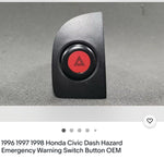 1996 1997 1998 Honda Civic Dash Hazard Emergency Warning Switch Button OEM