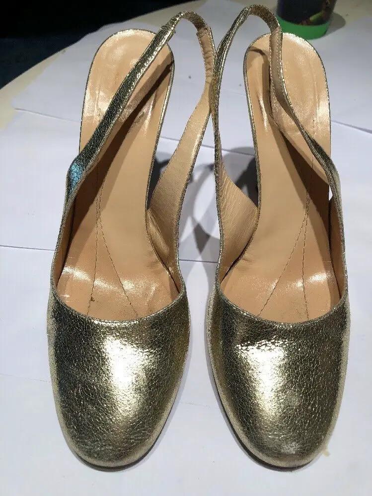 Kate Spade New York Gold Metallic Leather Slingback Pumps Size 7 1/2 B by kate spade new york