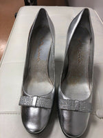 A Touch of Nina Silver  Dressy Square Toe Pumps Slip Ons Women's Size US 11M