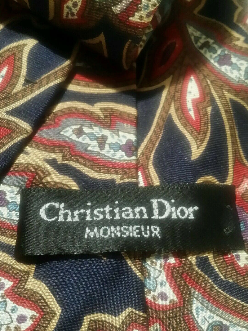 Christian dior monsieur 100% silk delicious floral paisley print tie.