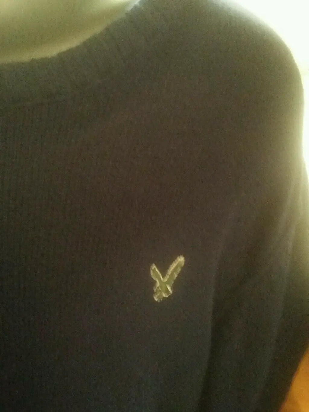 American Eagle large navy blue sweater with a green eagle. by American Eagle Outfitters