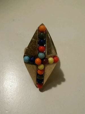 costume jewelry gold tone eccentric ring adjustable size