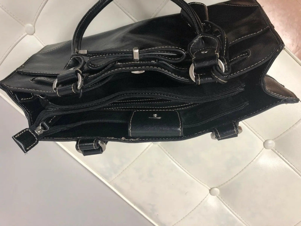 NWT Women's Liz Claiborne Black hand bag 8X9X2 Double Top & coin bag separator by Liz Claiborne