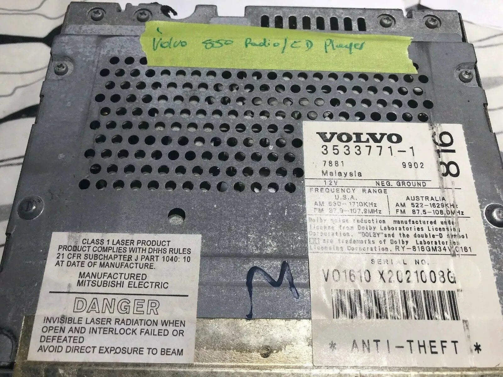 93 94 95 96 97 98 99 00 VOLVO 850 S70 V70 S40 V40 Radio CD Player SC-816 Gray by OEM VOLVO