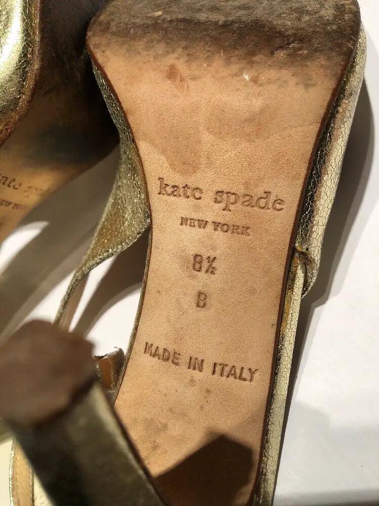 Kate Spade New York Gold Metallic Leather Slingback Pumps Size 7 1/2 B by kate spade new york